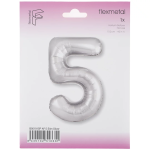 Шар (40''/102 см) Цифра, 5 Slim, Серебро, 1 шт. в уп., B901915P