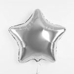 Шар (32''/81 см) Звезда, Серебро, Металлик, 1 шт., 27224
