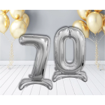 Шар (32''/81 см) Цифра на подставке, 7, Серебро, 1 шт. в уп., 134017