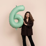 Шар (40''/102 см) Цифра, 6 Slim, Мятный, Матовый, 1 шт. в уп., B901916MM