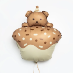 Шар (29''/74 см) Фигура, Кексик с медвежонком, Бежевый, Сатин, 1 шт., 25062