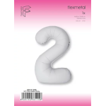 Шар (40''/102 см) Цифра, 2 Slim, Белый, Матовый, 1 шт. в уп., B901912MB