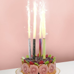 Свеча Фонтан для торта, 30 сек, Яркая радуга, Голография, 10 см, 4 шт., ВВ003/1