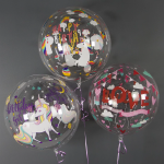Шар с клапаном (18''/46 см) Сфера, Deco Bubble, Единороги, Прозрачный, Кристалл, 1 шт. в уп., 518018