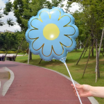 Шар (21''/53 см) Цветок, Ромашка, Золотые лепестки, Голубой, 1 шт., 23866