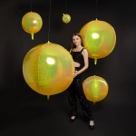 Шар 3D (10''/25 см) Мини-сфера, Желтый, Хамелеон, 1 шт. в уп., 24933