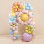 Шар (25''/64 см) Цветок, Ромашка (надув воздухом), Персиковый, Сатин, 1 шт., 27427