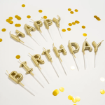 Свечи Буквы Happy Birthday, Золото, Металлик, 6 см, 1 шт. с держат., 629244G