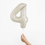 Шар с клапаном (16''/41 см) Мини-цифра, 4, Белый песок, Сатин, 1 шт., 26154