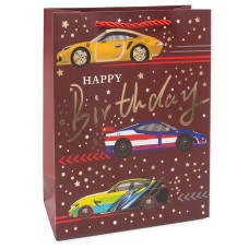 Пакет подарочный, 210гр, Happy Birthday, Дизайн №4, Металлик, 32*26*10 см, 1 шт., 503176