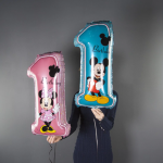 Шар (30''/76 см) Цифра, 1 Минни Маус, Розовый, 1 шт., 555071