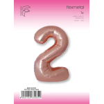 Шар (40''/102 см) Цифра, 2 Slim, Розовое Золото, Металлик, 1 шт. в уп., B901912RG