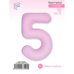 Шар (40''/102 см) Цифра, 5 Slim, Светло-розовый, Матовый, 1 шт. в уп., C901915MRS