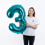 Шар (34''/86 см) Цифра, 3 Slim, Тиффани, 1 шт. в уп., 131403