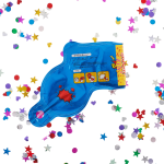 Шар с клапаном (8''/20 см) Мини-фигура, Пистолет - хлопушка с конфетти, Синий, 1 шт., 23251