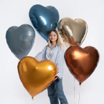 Шар (36''/91 см) Сердце, Сизый, Бохо, 1 шт. в уп., 940899