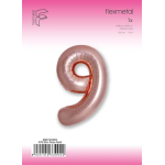 Шар (40''/102 см) Цифра, 9 Slim, Розовое Золото, Металлик, 1 шт. в уп., B901919RG