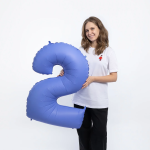Шар (40''/102 см) Цифра, 2, Голубой Лотос, Матовый, 1 шт. в уп., 400200MLUB-P