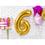 Шар (34''/86 см) Цифра, 6 ЭКО, Золото, 1 шт. в уп., 29686