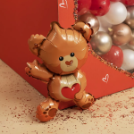 Шар с клапаном (16''/41 см) Мини-фигура, Мишка с сердечком, 1 шт., 24621