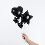 Шар с клапаном (10''/25 см) Мини-сердце, Черный, 1 шт., 27242