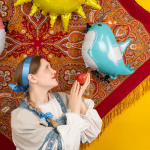 Шар (24''/61 см) Фигура, Птичка в короне, Голубой, 1 шт., 23354