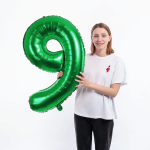 Шар (40''/102 см) Цифра, 9, Зеленый, Металлик, 1 шт. в уп., 27379
