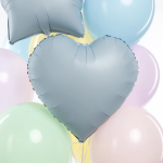 Шар (18''/46 см) Сердце, Голубой, Сатин, 1 шт., 27181