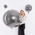 Шар 3D (10''/25 см) Мини-сфера, Диско, Серебро, 1 шт., 23739