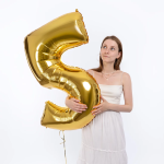 Шар (40''/102 см) Цифра, 5, Золото, 1 шт., 901765O