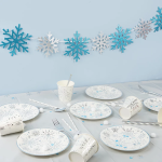 Гирлянда-подвеска Снежинки, Серебро/Голубой, с блестками, 300 см, 10 см*9 шт, 1 упак., 6231039