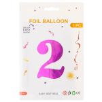 Шар (40''/102 см) Цифра, 2, Фуше, Металлик, 1 шт. в уп., 24222