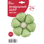 Шар (24''/61 см) Цветок, Ромашка (надув воздухом), Мятный, Сатин, 1 шт. в уп., 26037P