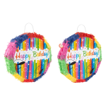 Пиньята складная, Круг, Happy Birthday (яркие полоски), 42*42*9 см, 1 шт. в упак. , 6012315-BX