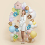 Шар с клапаном (15''/38 см) Мини-цветок, Ромашка, Бежевый, Сатин, 5 шт. в уп., 27501