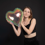 Шар (18''/46 см) Сердце, (надув воздухом), Прозрачный, Хамелеон, 1 шт. в уп., 24618