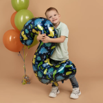 Шар (34''/86 см) Цифра, 2 Динозавры, 1 шт. в уп., 24812