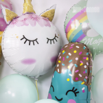 Шар (32''/81 см) Фигура, Голова, Сказочный Единорог - Золотой рог, 1 шт., 15489