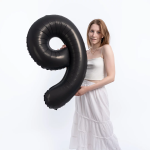 Шар (40''/102 см) Цифра, 9 Slim, Черный, Сатин, 1 шт. в уп., B901919SN