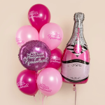 Шар (39''/99 см) Фигура, Бутылка Шампанское, Розовый, 1 шт. в уп., 190417PP