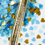 Пневмохлопушка (12/30 см), Гендер Пати, Ура, Мальчик!, Сердца фольга и тишью, Голубой/Золото, 1 шт., 723006