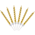 Свечи Роскошная серия, Золото, Металлик, 0,7*7 + 2,5 см, 6 шт. с держат., 802944