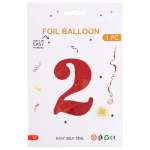 Шар (40''/102 см) Цифра, 2, Красный, Металлик, 1 шт. в уп., 27362