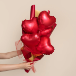 Шар с клапаном (9''/23 см) Мини-сердце, Красный, Сатин, 1 шт., 26443R