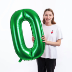 Шар (40''/102 см) Цифра, 0, Зеленый, Металлик, 1 шт. в уп., 27370