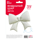 Шар (39''/99 см) Фигура, Бант, Кремовый, Сатин, 1 шт. в уп., 26457