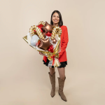 Шар с клапаном (17''/43 см) Мини-фигура, Леденец трость, Золото, 5 шт. в уп., 23159P5