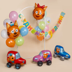 Шар (29''/74 см) Фигура 3D, Три Кота, Коржик в машинке, 1 шт. в уп., 401138