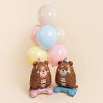 Шар 3D (24''/61 см) Фигура на подставке, Мишка в розовом колпачке, 1 шт., 26941