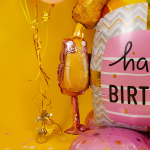 Шар 3D (48''/122 см) Фигура на подставке, Шампанское и бокал, Розовый, 1 шт. в уп., 24617